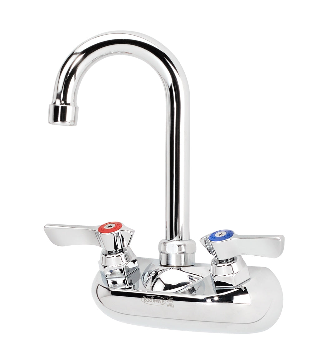 Krowne 10-400L SILVER SERIES 4" CENTER Wall Faucet, 1/4 TURN Ceramic ValveS, 3-1/2" GOOSENECK SPOUT