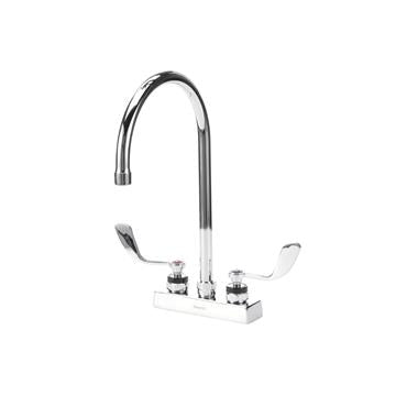 CHG KL41-4101-SE4 Encore 4" OC Deck Mount Faucet Ceramic Valves with 8-1/2" Swivel Gooseneck Spout with 4" Wrist Blade Handles