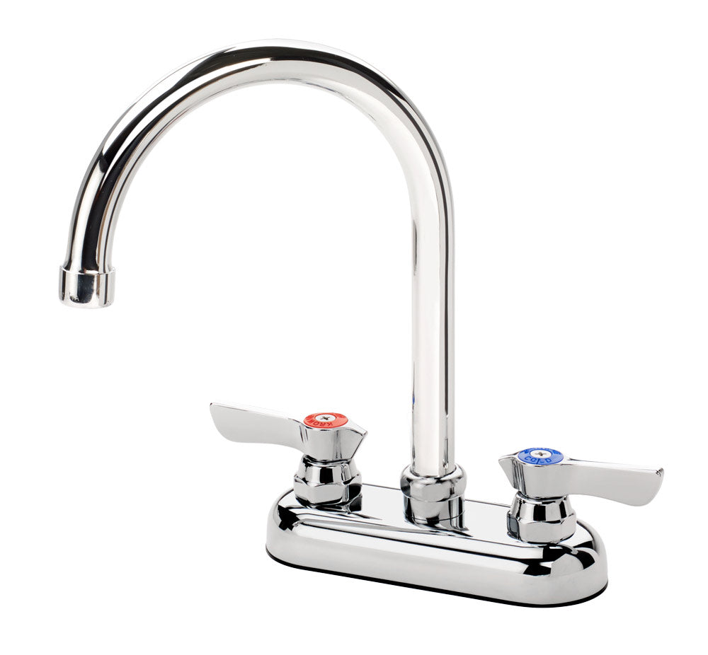 Krowne 11-401L SILVER SERIES 4" CENTER DECK Faucet, 1/4 TURN Ceramic ValveS, WITH 6" GOOSENECK SPOUT