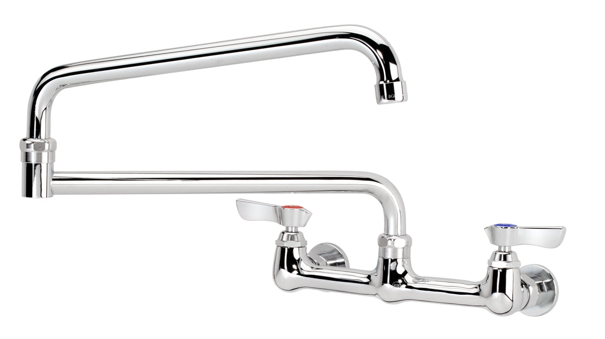 Krowne 12-824L SILVER SERIES 8" CENTER Wall Faucet, 1/4 TURN Ceramic ValveS, WITH 24" JOINTED SPOUT