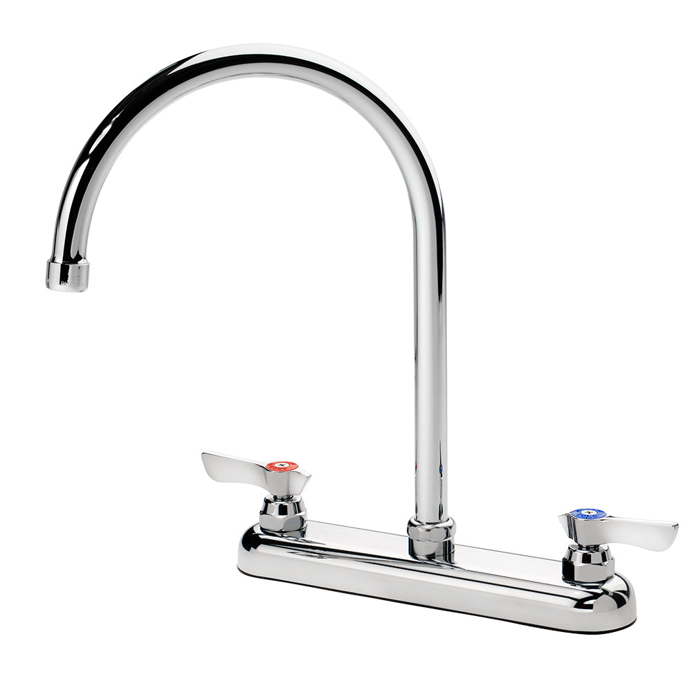 Krowne 13-802L SILVER SERIES 8" CENTER DECK Faucet, 1/4 TURN Ceramic ValveS, WITH 8-1/2" WIDE GOOSENECK SPOUT