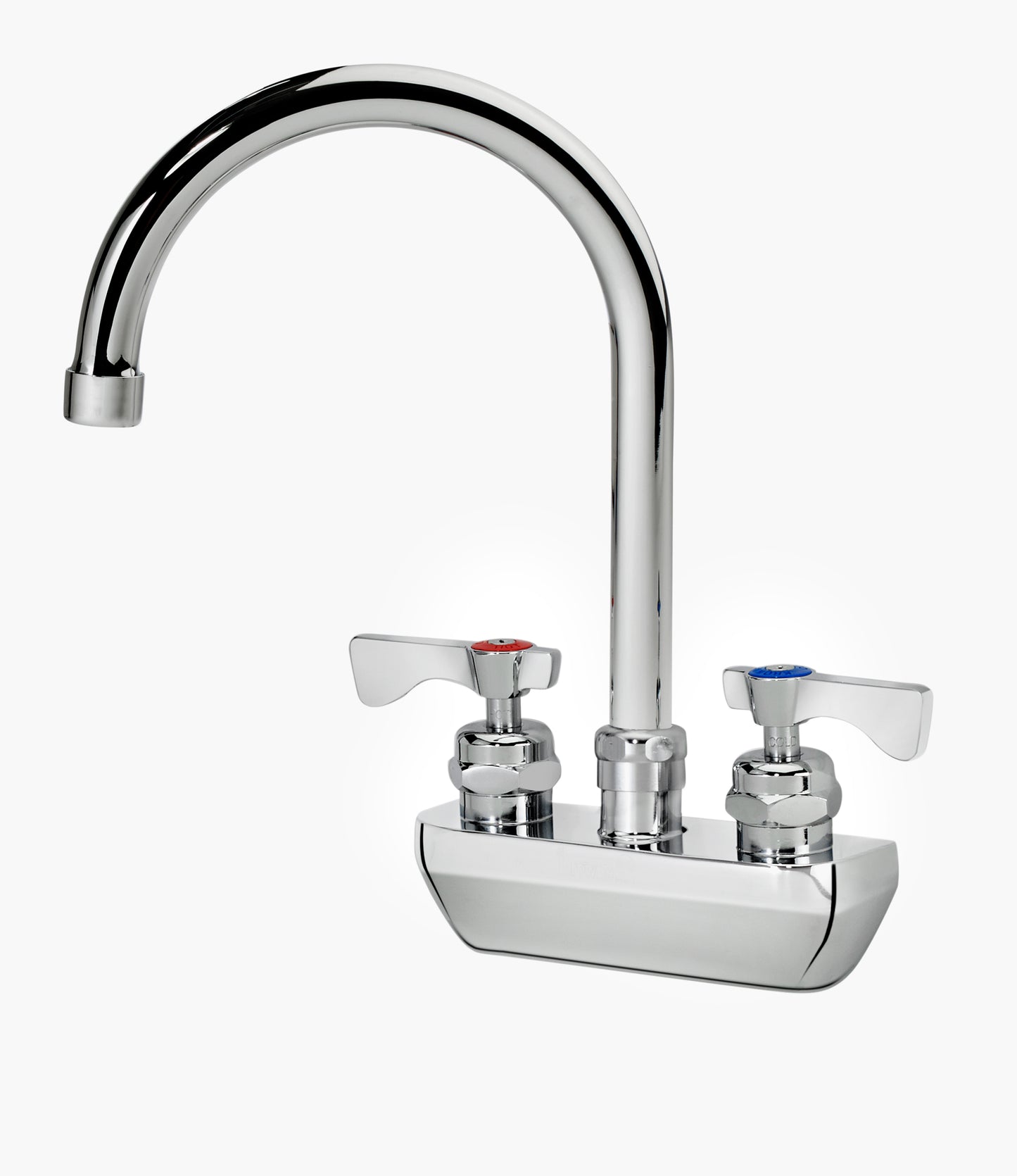 Krowne 14-401L-W-E4 ROYAL SERIES 4" Wall MNT FCT WITH 6" WIDE GOOSENECK SPOUT, VR WRISTBLADE HandLES, 1.5 GPM AERATOR