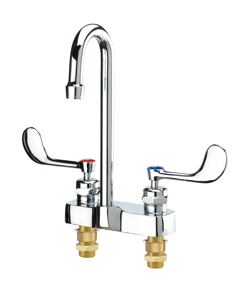 Krowne 14-546L ROYAL SERIES 4" CENTER DECK RESTROOM Faucet WITH RIGID GOOSENECK SPOUT AND WRIST HandLES
