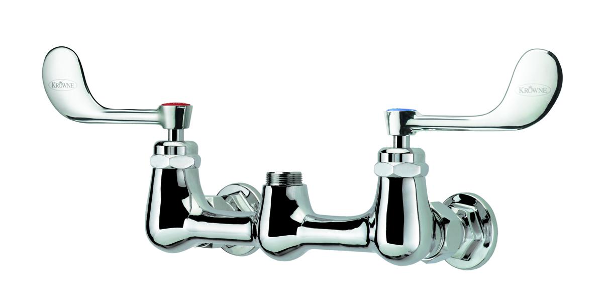 Krowne 14-8XXL-W ROYAL SERIES 8" CENTER Wall Mount FCT Body ONLY WITH WRIST BLADE HandLES, VANDAL RESISTANT