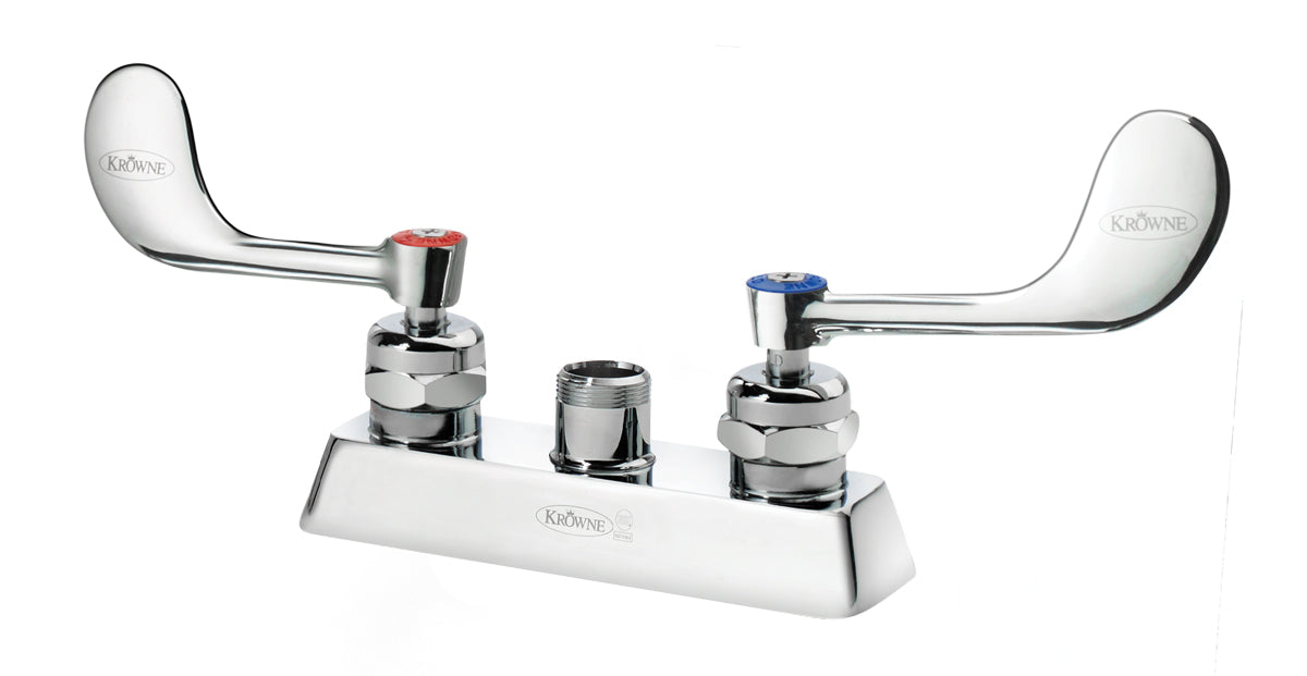 Krowne 15-3XXL-W ROYAL SERIES 4" CENTER Deck Mount FCT Body ONLY WITH WRIST BLADE HandLES, VANDAL RESISTANT