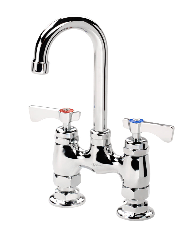 Krowne 15-425L ROYAL SERIES 4" CENTER RAISED DECK Faucet WITH 3-1/2" WIDE GOOSENECK SPOUT