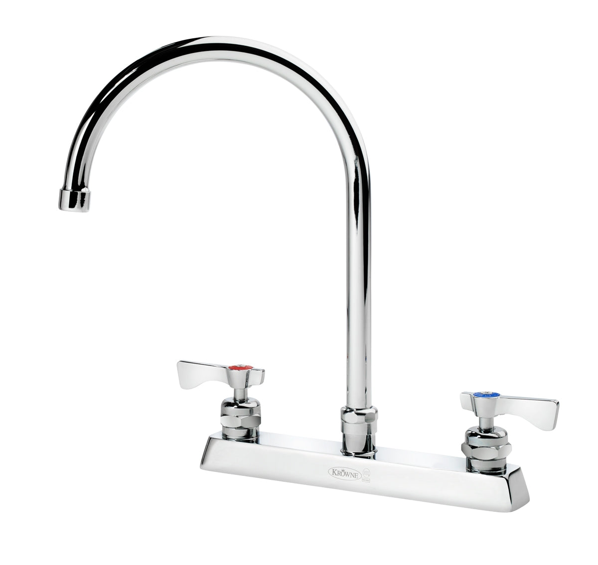Krowne 15-502L ROYAL SERIES 8" CENTER DECK Faucet WITH 8-1/2" WIDE GOOSENECK SPOUT