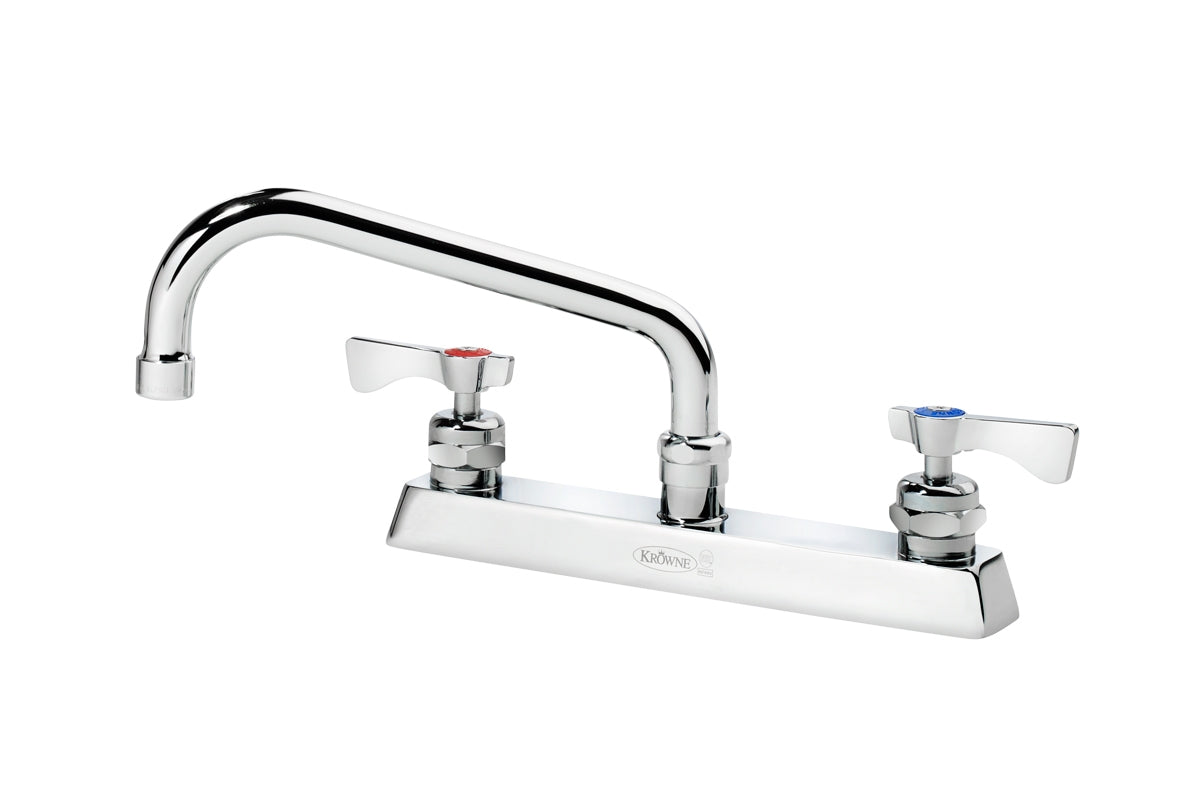 Krowne 15-508L-W-E4 ROYAL SERIES 8" Deck Mount Faucet WITH 8" SWING SPOUT, VR WRISTBLADE HandLES, 1.5 GPM AERATOR