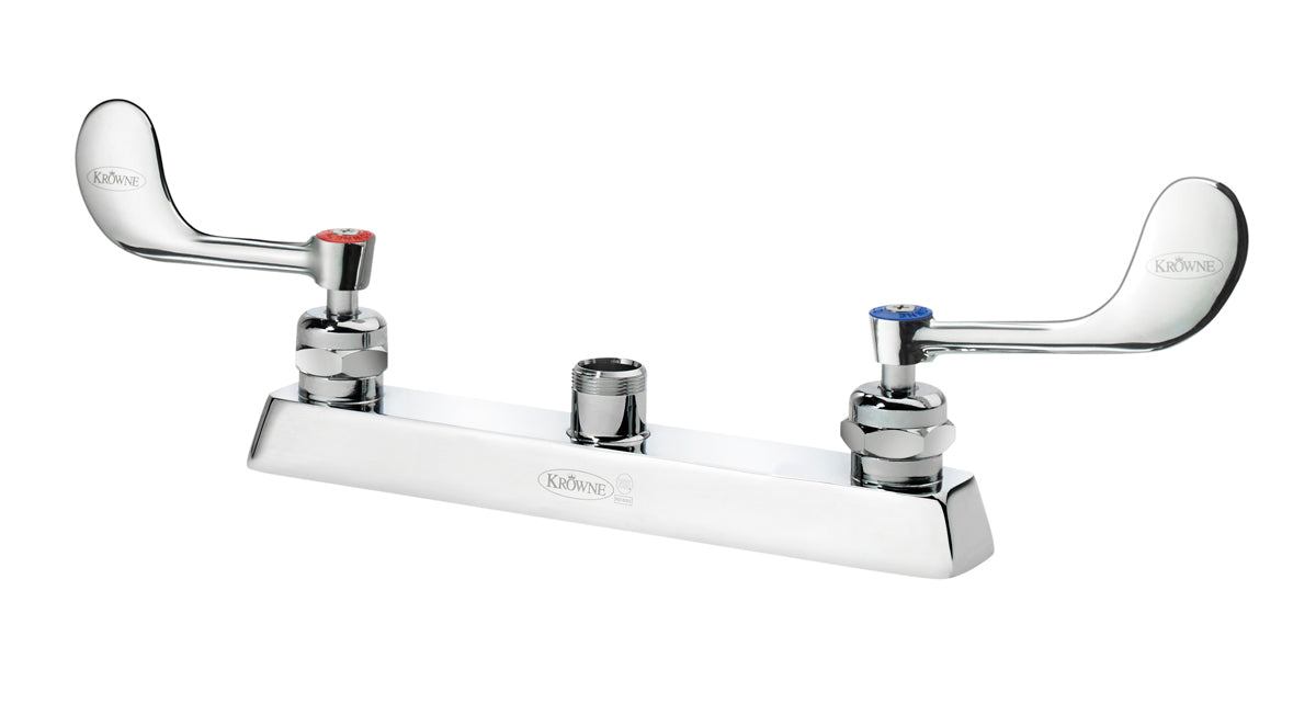 Krowne 15-5XXL-W ROYAL SERIES 8" CENTER Deck Mount FCT Body ONLY WITH WRIST BLADE HandLES, VANDAL RESISTANT