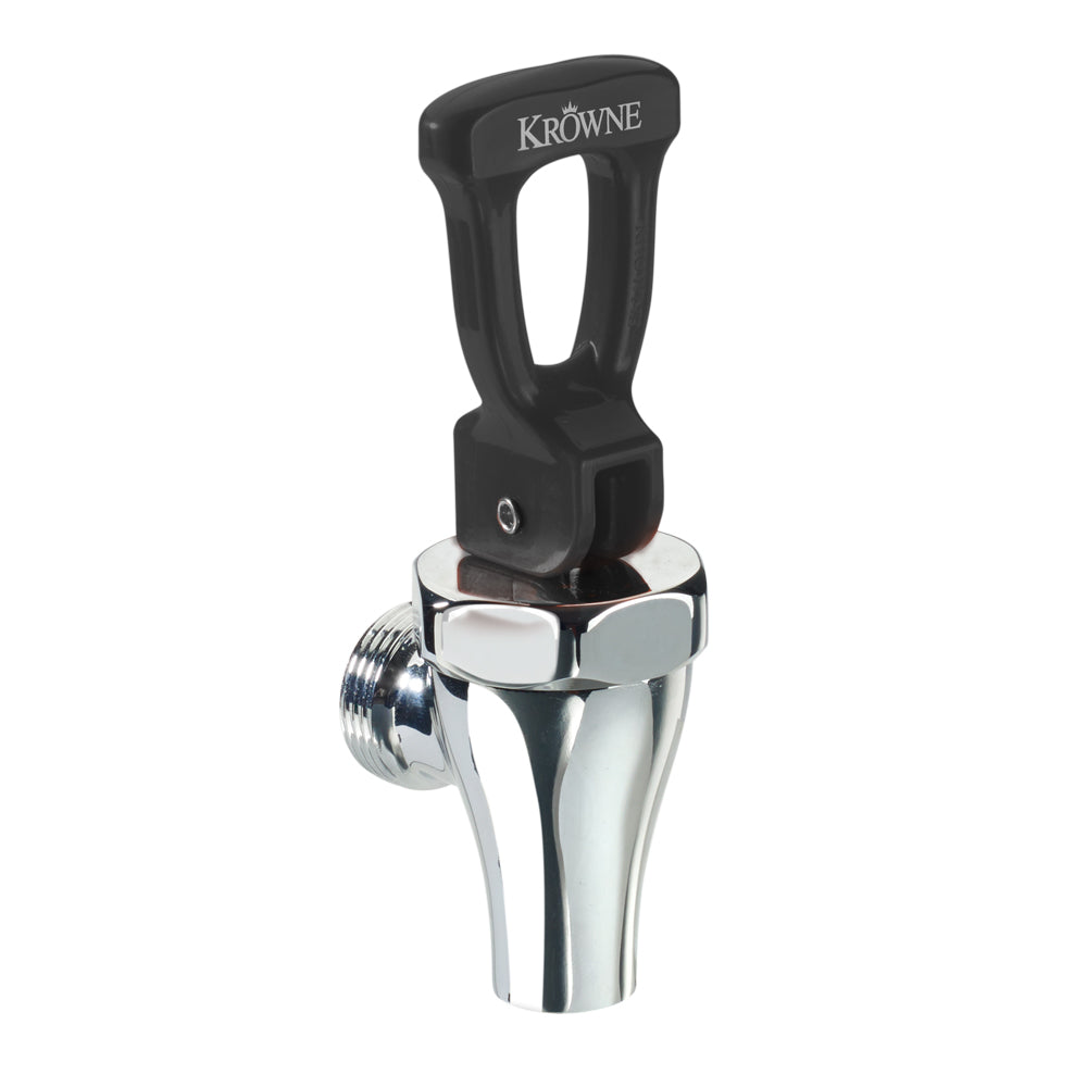 Krowne 19-301. Coffee Urn Faucet - Black for Coffee. Premium brass Faucet Body and bonnet with chrome finish. Black Handle for coffee.