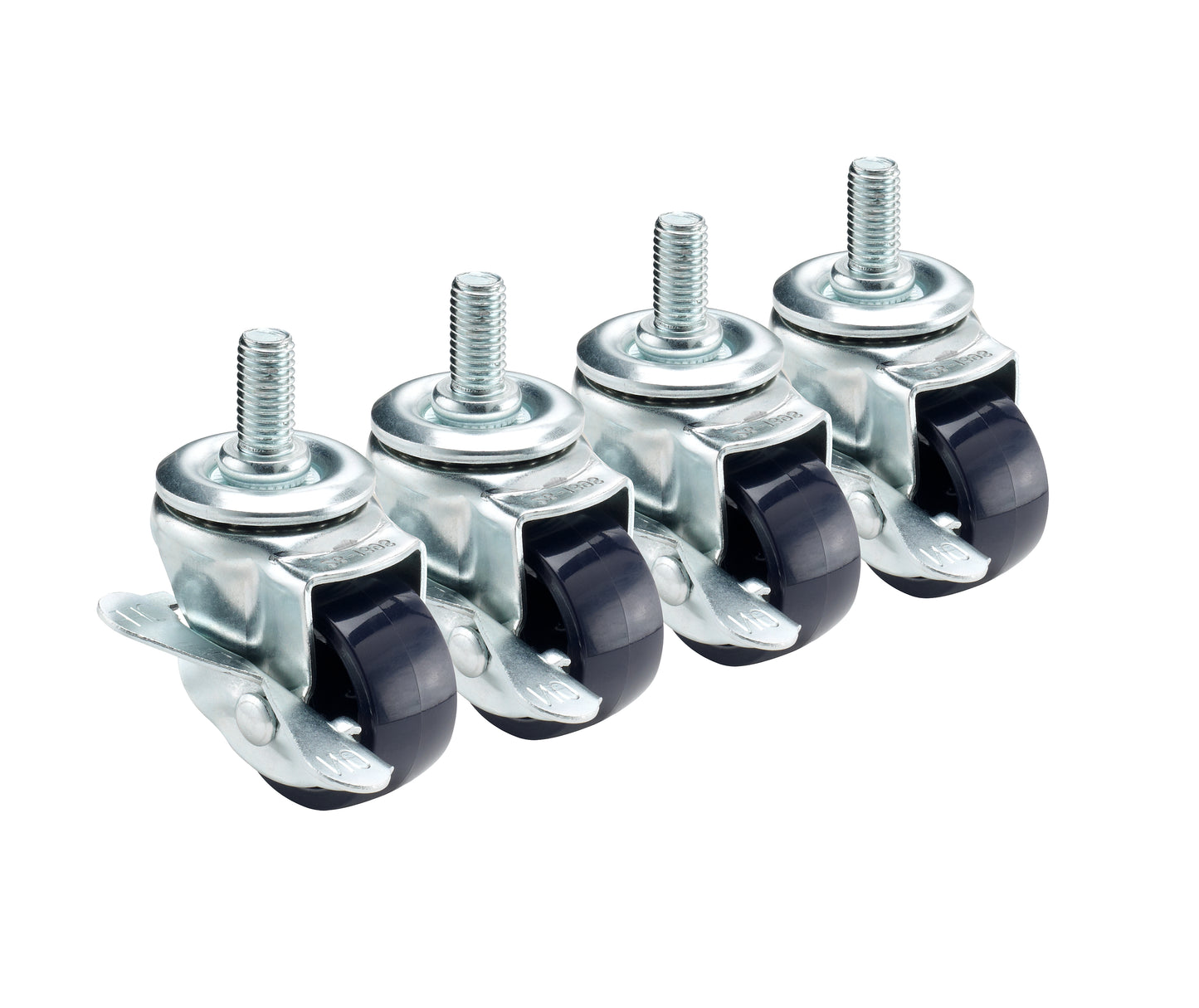 Krowne 28-139S LOW PROFILE 1/2" THREADED STEM CASTER WITH 2" LOCKING WHEEL - SET OF 4