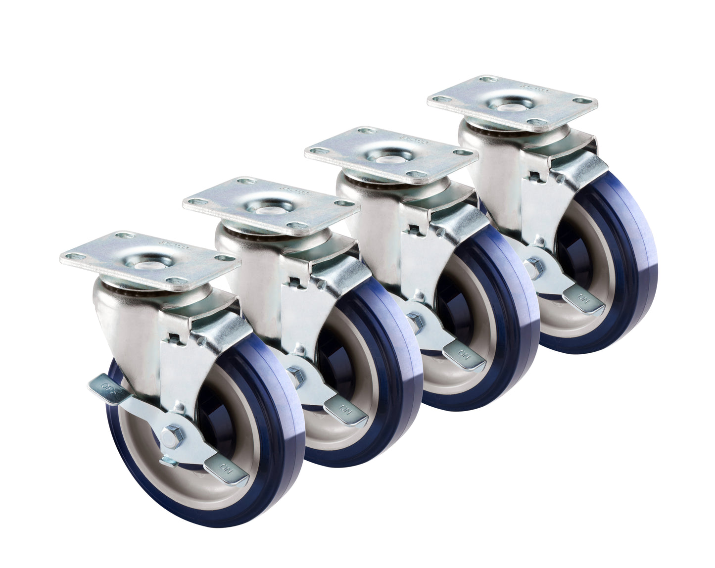 Krowne 30-113S Krowne 30-113S. Economy Series 6" Overall 2-3/8" x 3-5/8" Plate Caster with Side Brake, 5" Wheel, Set of 4.