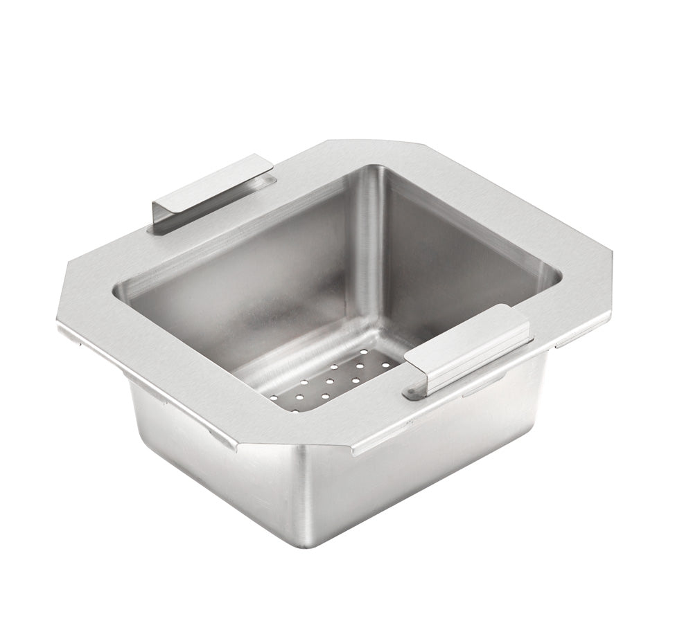 Krowne 30-153 Krowne 30-153. STAINLESS STEEL PERFORATED Drain BASKET WITH HandLES FOR 10" X 12" Sink BOWL.