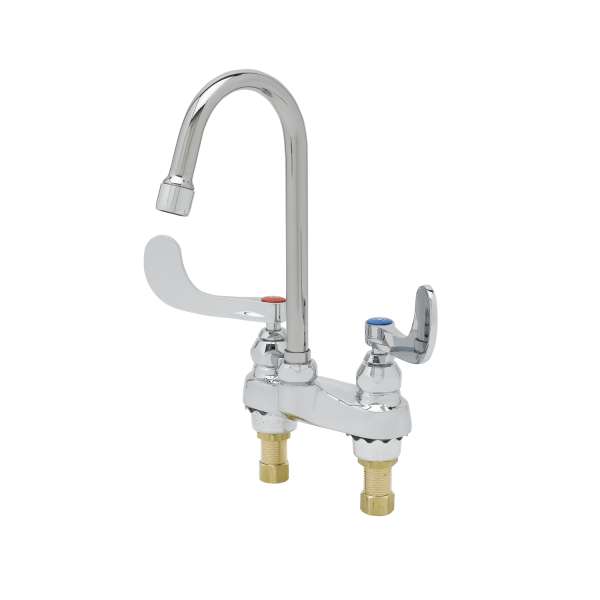 T&S Brass B-0892 Medical Faucet, 4" Deck Mount, Swivel/Rigid Gooseneck, 2.2 GPM Aerator, 4" Wrist Handles