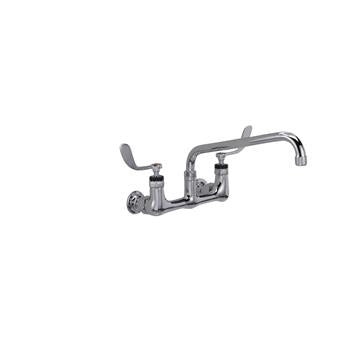 CHG KL54-8012-SE4 Encore 8" OC. Brass Chrome Plated Wall Mount Faucet with 12" Swivel Spout 4" Blade Handles