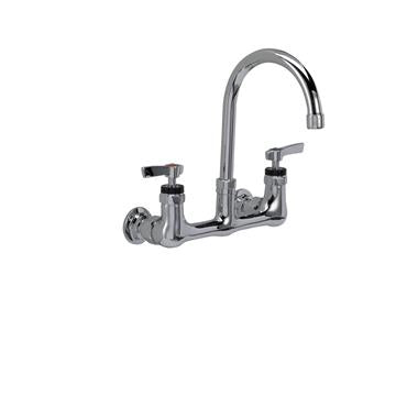 CHG KL54-8102-SE1 Encore 8" OC. Brass Chrome Plated Wall Mount Faucet Ceramic Valves with 6" Swivel Gooseneck Spout