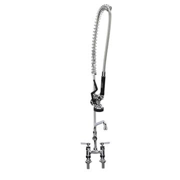 CHG KL56-1000-AF2 Encore Brass Chrome Plated 4" OC Elevated Deck Mount Pre-rinse Assembly with 8" Add-on Faucet