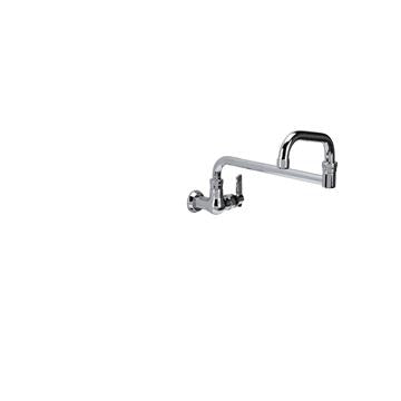 CHG KL70-9118 Encore Brass Chrome Plated Single Wall Mount Faucet Ceramic Valves with Double Jointed 18" Swivel Spout