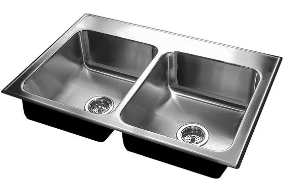 Stainless Steel 29" x 18" x 5-1/2" 3-Hole Equal Double Bowl Drop-in ADA Sink