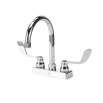 CHG TLL11-4102-SE4Z Top-Line 4" OC Deck Mount Faucet Ceramic Valves 4" Wrist Blade Handles with 6" Swivel Gooseneck Spout