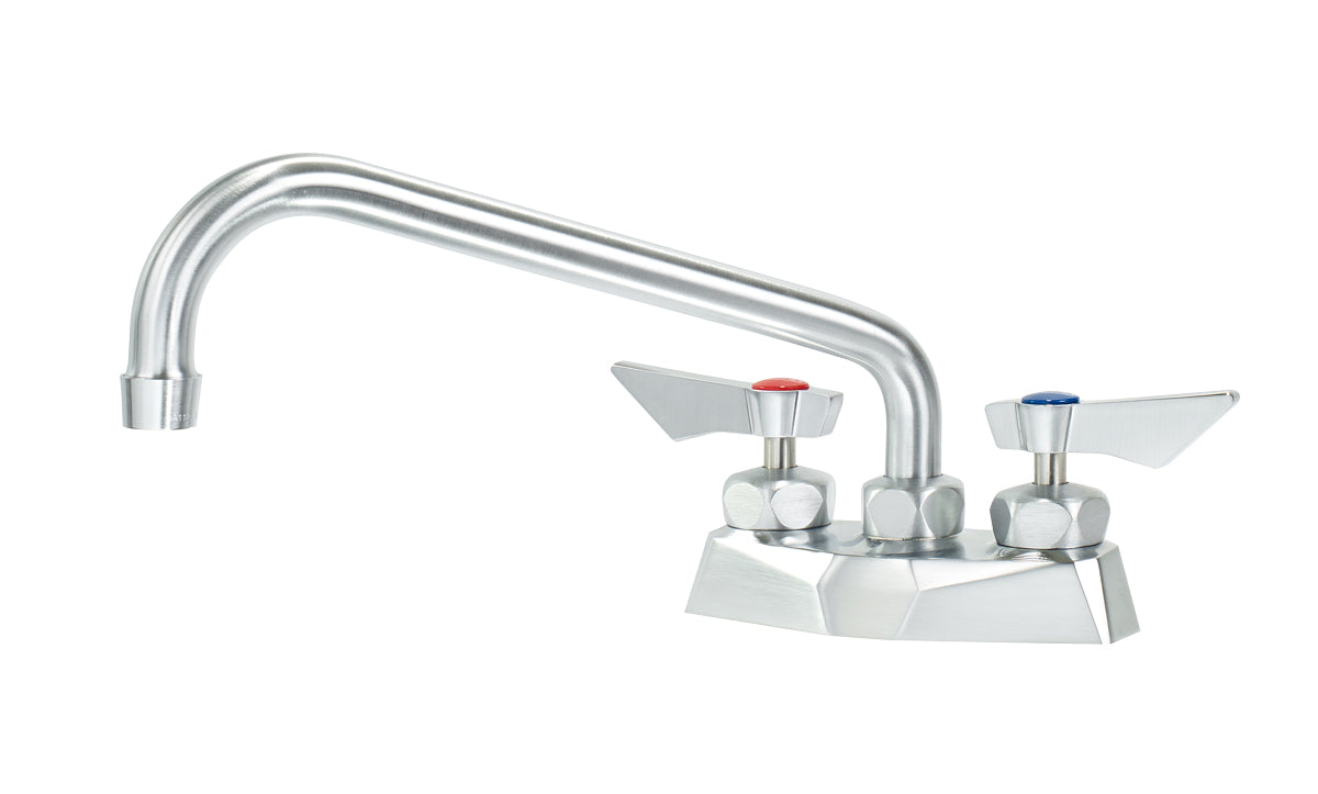 Krowne DX-310 Krowne DX-310. Diamond Series 4" Center Deck Mount Faucet with 10" Swing Spout. Solid chrome plated brass base with ultra-polish satin.
Durable full range swing spout with Double o-ring construction.