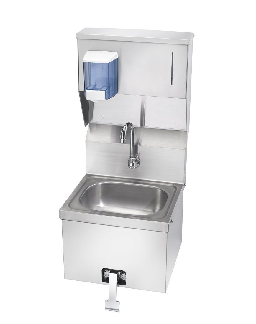 Krowne HS-16 Krowne HS-16. 16"W Hand Sink with Knee Pedal Valve and Soap & Towel Dispenser.