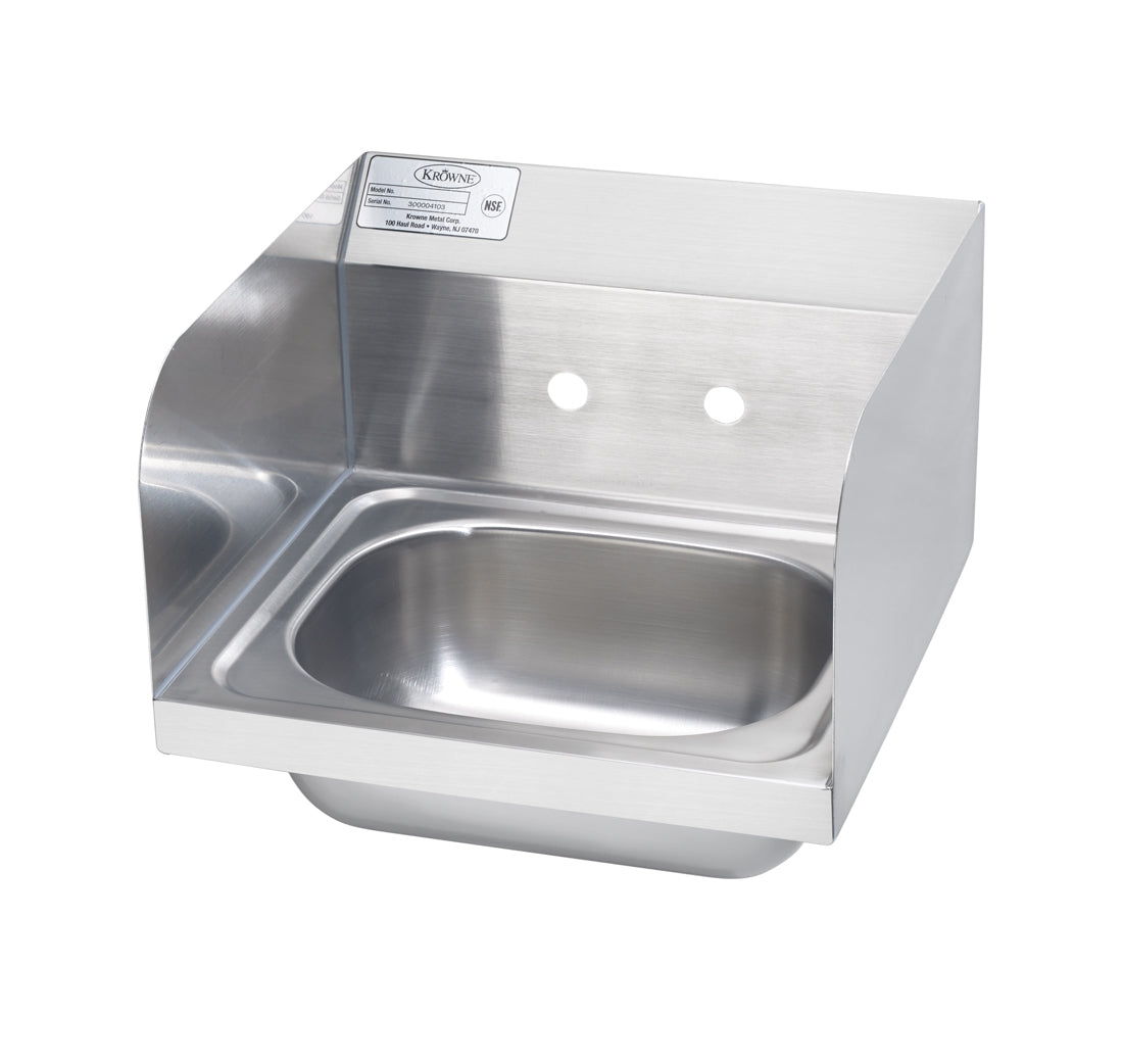 Krowne HS-26-LF Krowne HS-26-LF. 16"W Hand Sink with Side Splashes, Less Faucet.