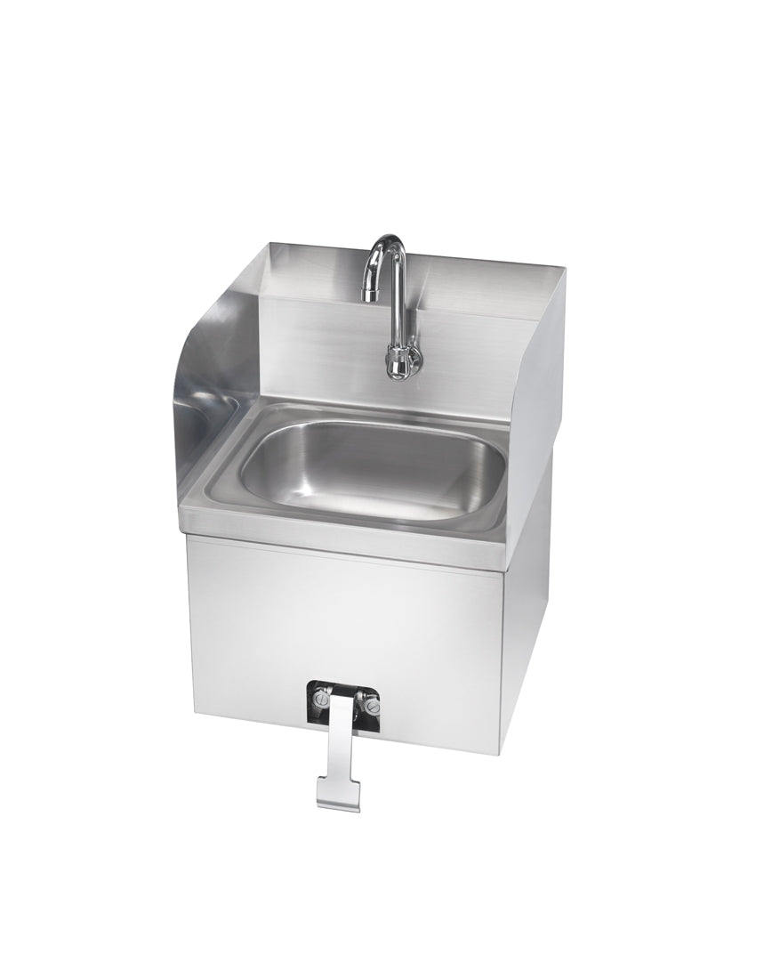 Krowne HS-41. Hand Sink with Knee Pedal Valve & Side Splashes, 16"W.