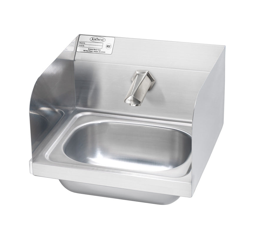 Krowne HS-70 16" WIDE Wall Mount Hand Sink WITH SIDE SPLASHES AND Single HOLE Electronic Faucet