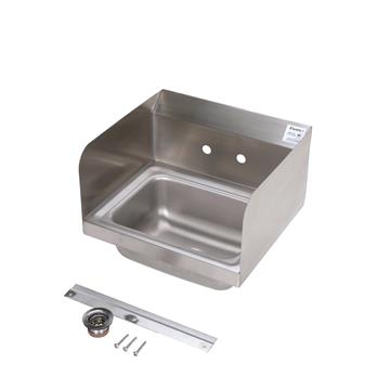 CHG FS17D-141005-K4 Encore Wall Mount Type 304 Series Stainless Steel Hand Sink 14" x 10" x 5" Deep with 4" OC Holes, Double side splash and TLL15-4102-SE4Z Faucet