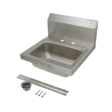CHG FS20-10145DK1 Encore Wall Mount Type 304 Series Stainless Steel Hand Sink 4" OC Mounting Holes 14" x 10" x 5" Deep Less Side Splash with TLL11-4100-SE1Z
