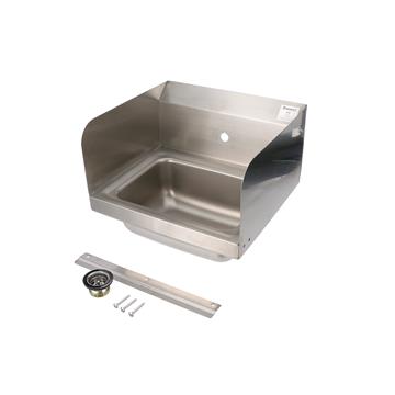 CHG FS17D-10145AK2 Encore Wall Mount Type 304 Series Stainless Steel Hand Sink 14" x 10" x 5" Deep with Single Hole, Double Side Splash, Single knee Valve with Gooseneck spout