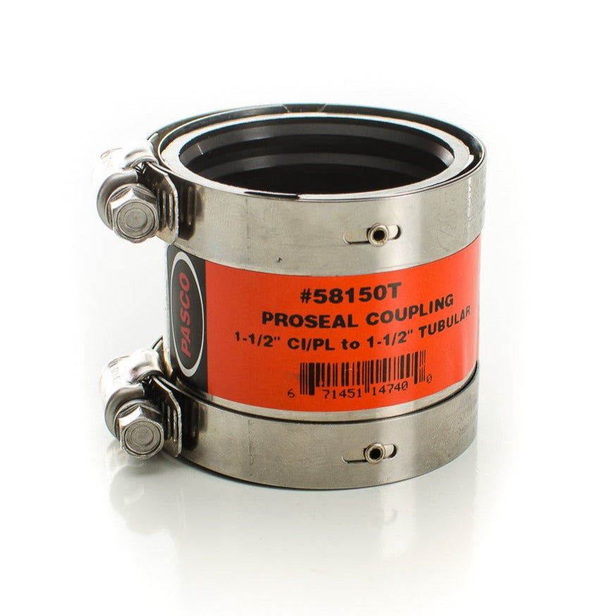 Pasco 58150T 1-1/2"CI/PL to 1-1/2"TUBULAR PROSEAL CPLG
