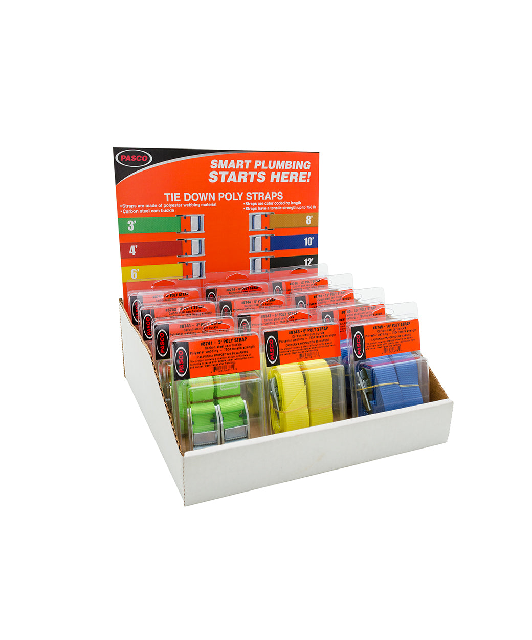 Pasco 8740-D 12 STRAPS-PACK 2-OF EACH COLOR DISPLAY