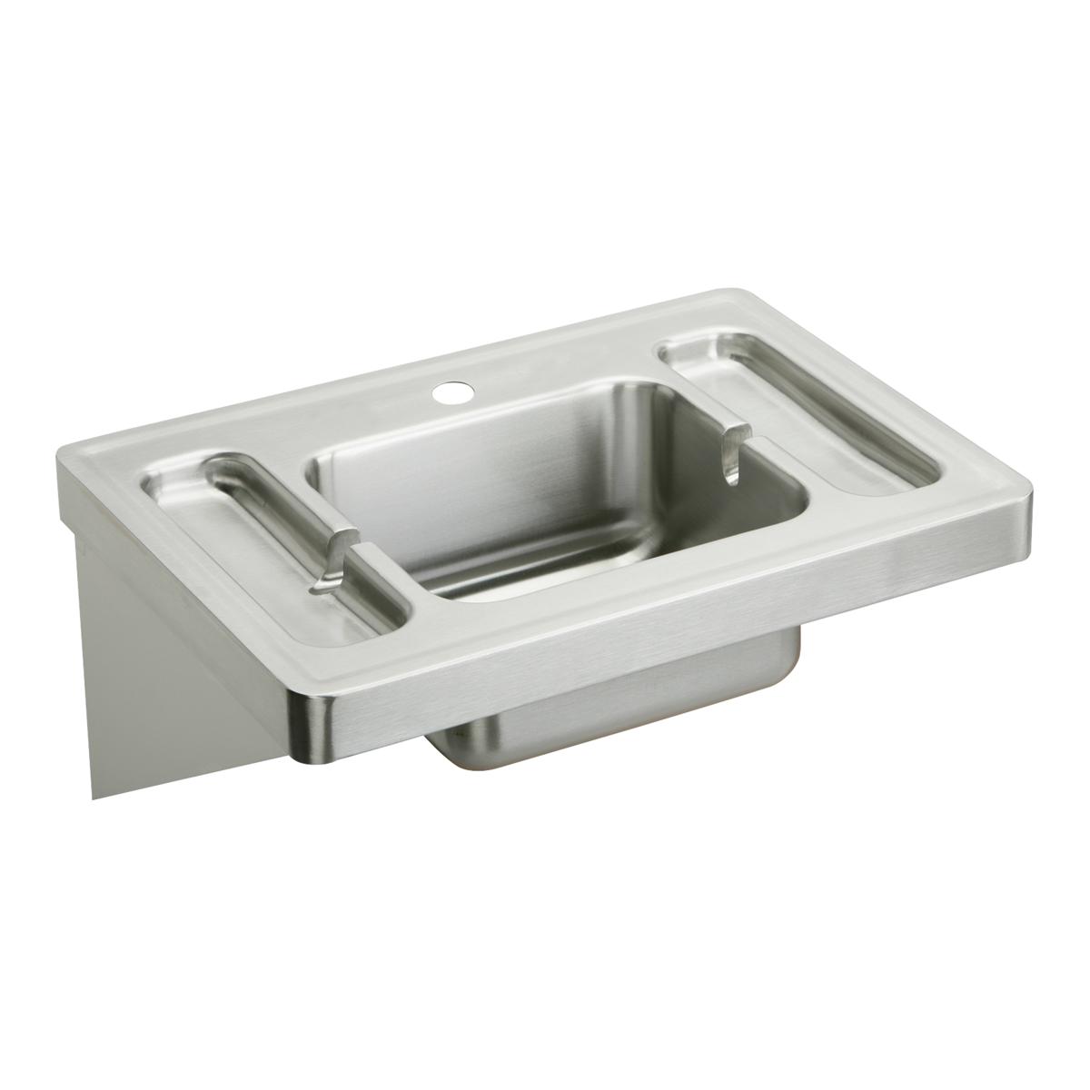 Just Manufacturing A18666-1-J Stainless Steel 28" x 20" x 7-1/2" Wall Hung 1-Hole Lavatory Sink