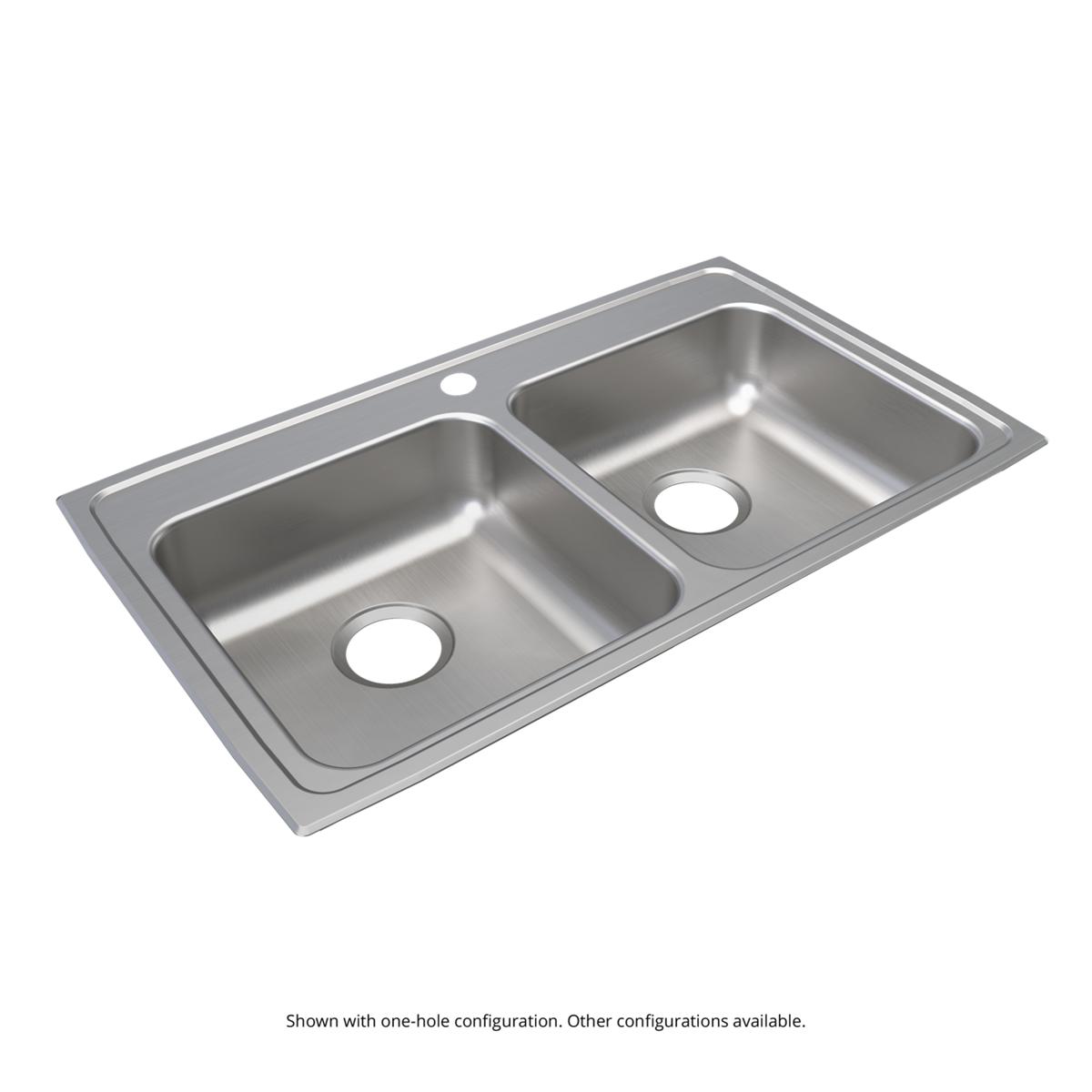 Just Manufacturing DLADA1933A551-J Stainless Steel 33" x 19-1/2" x 5-1/2" 1-Hole Equal Double Bowl Drop-in ADA Sink