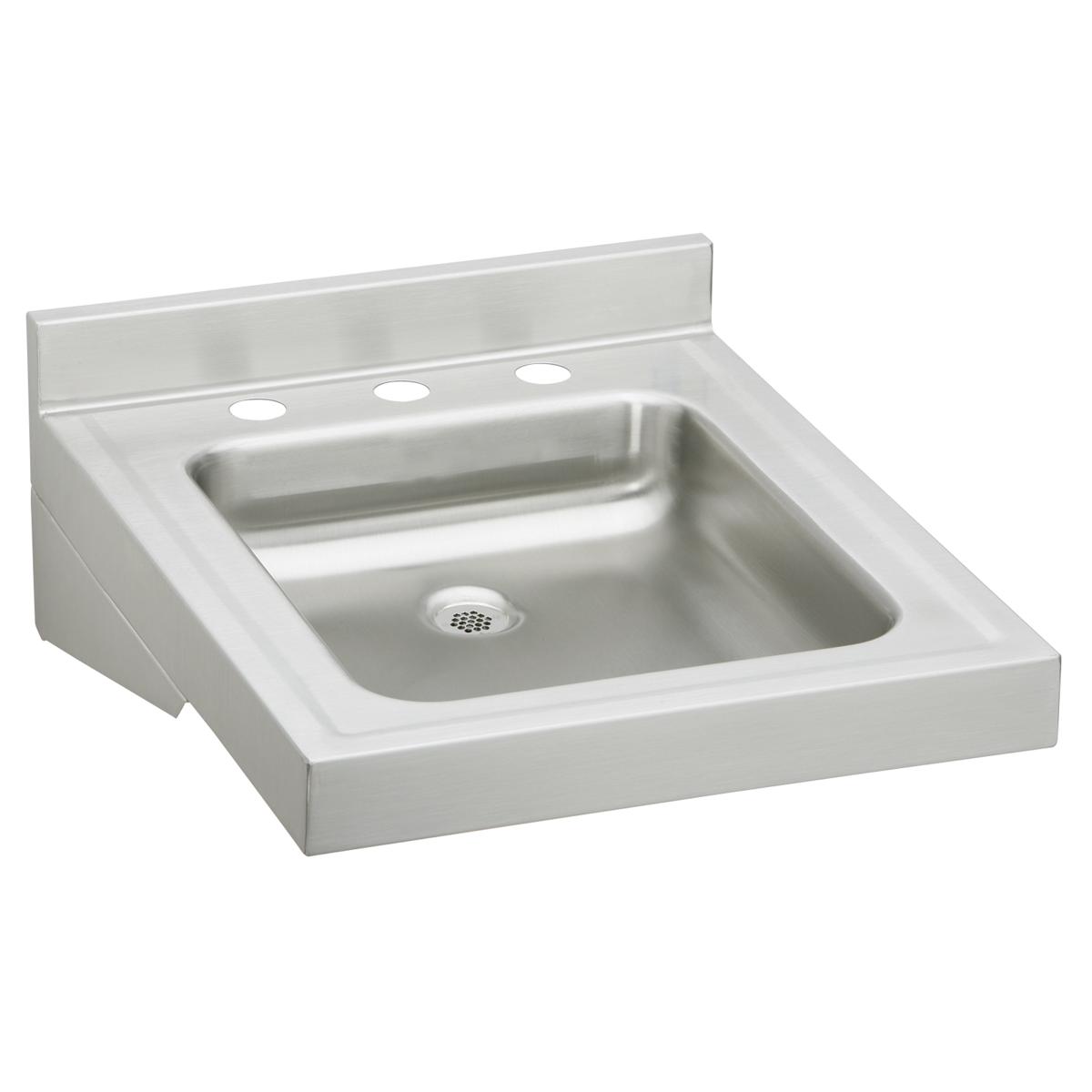 Just Manufacturing HCL23520-34-J Stainless Steel 19" x 23" x 4" Wall Hung Single Bowl 34-Hole Lavatory Sink