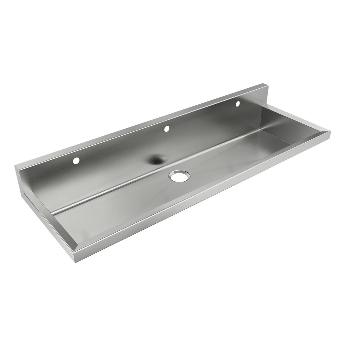 Just Manufacturing JHADA6020-S-CP-J Stainless Steel 60" x 20" x 11" Wall Hung Multi-Station Custom-Hole Surgeon Scrub ADA Trough Enviro Kit