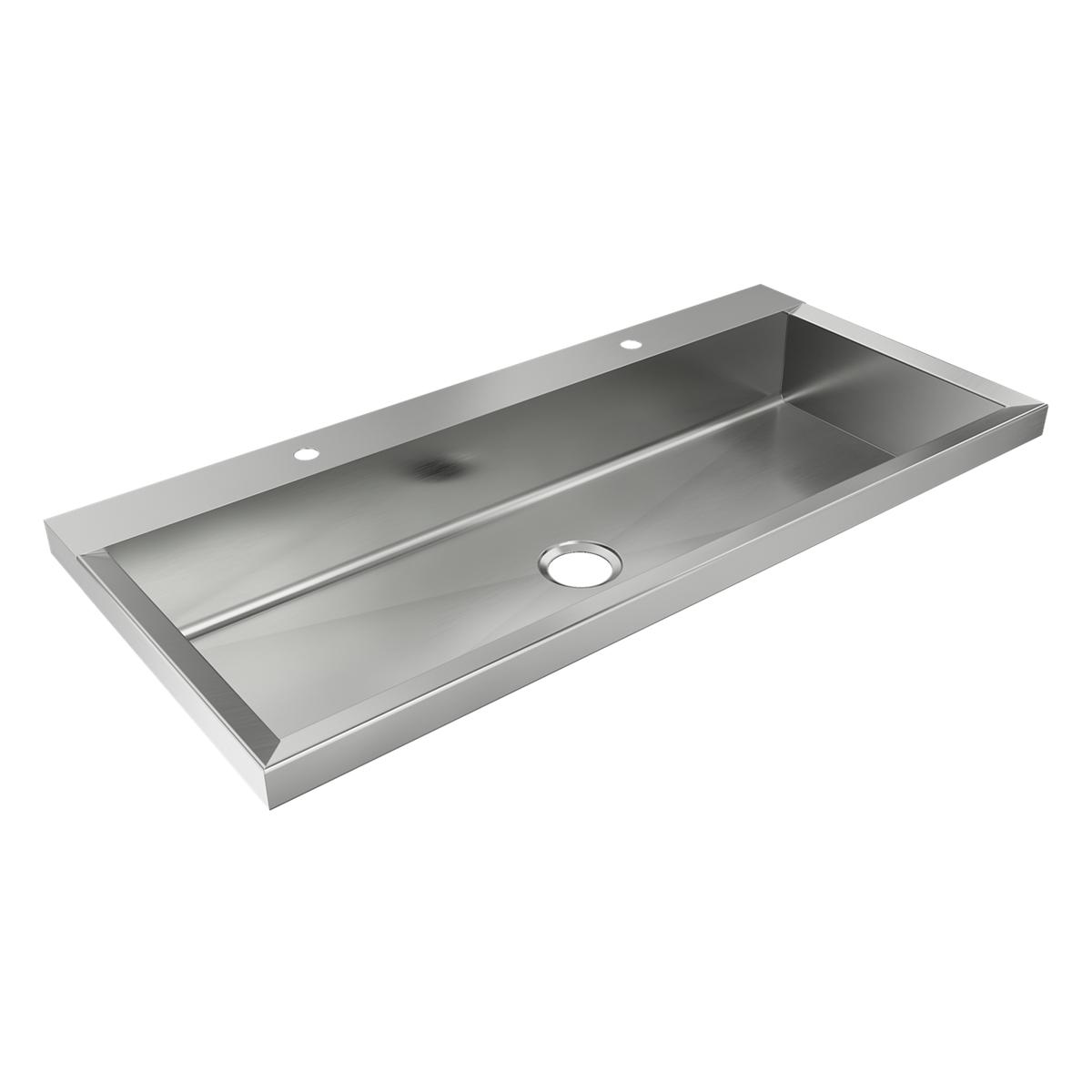 Just Manufacturing JMADA4822-2S1H-J Stainless Steel 48" x 22" x 6-1/2" Wall Hung Multi-Station 2-Hole Lavatory ADA Sink Enviro Kit