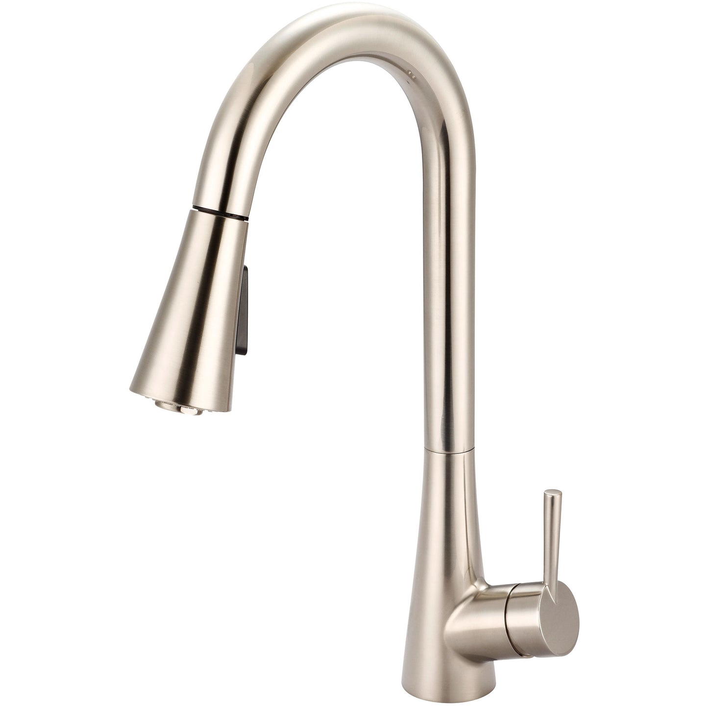 Olympia K-5020-BN KITCHEN-1 OR 3 HOLE SINGLE LVR HDL GOOSENECK SPT W/PULL-DOWN SPRAY HEAD 3/8" FLEX-PVD BN