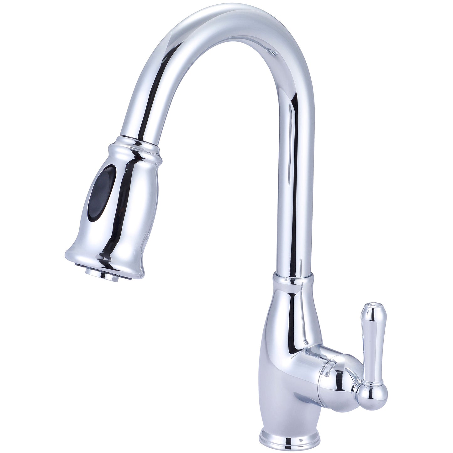 Olympia K-5040 KITCHEN-1 OR 3 HOLE SINGLE LVR HDL GOOSENECK SPT W/PULL-DOWN SPRAY HEAD 3/8" FLEX-CP