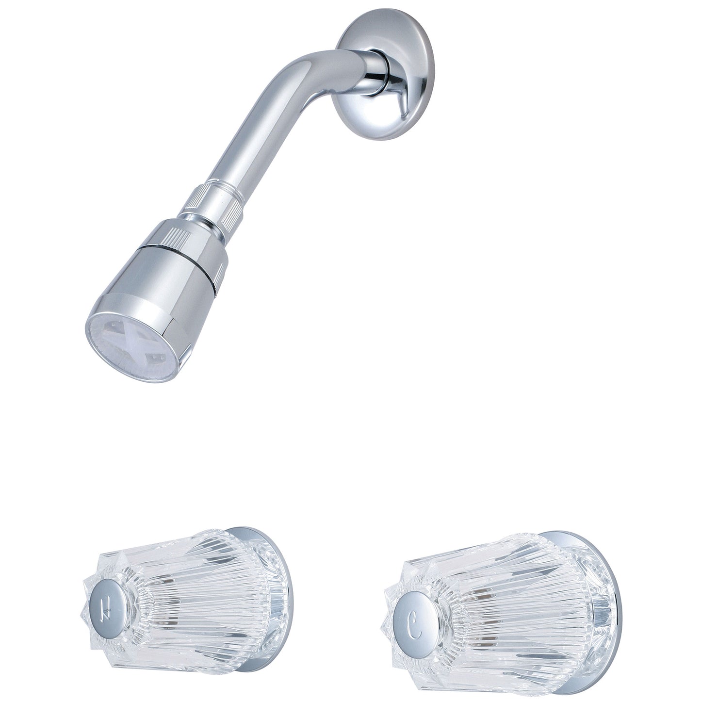 Olympia P-1222 SHOWER SET-8" TWO ACRYLIC ROUND HDL SINGLE FUNC SHWR-CP