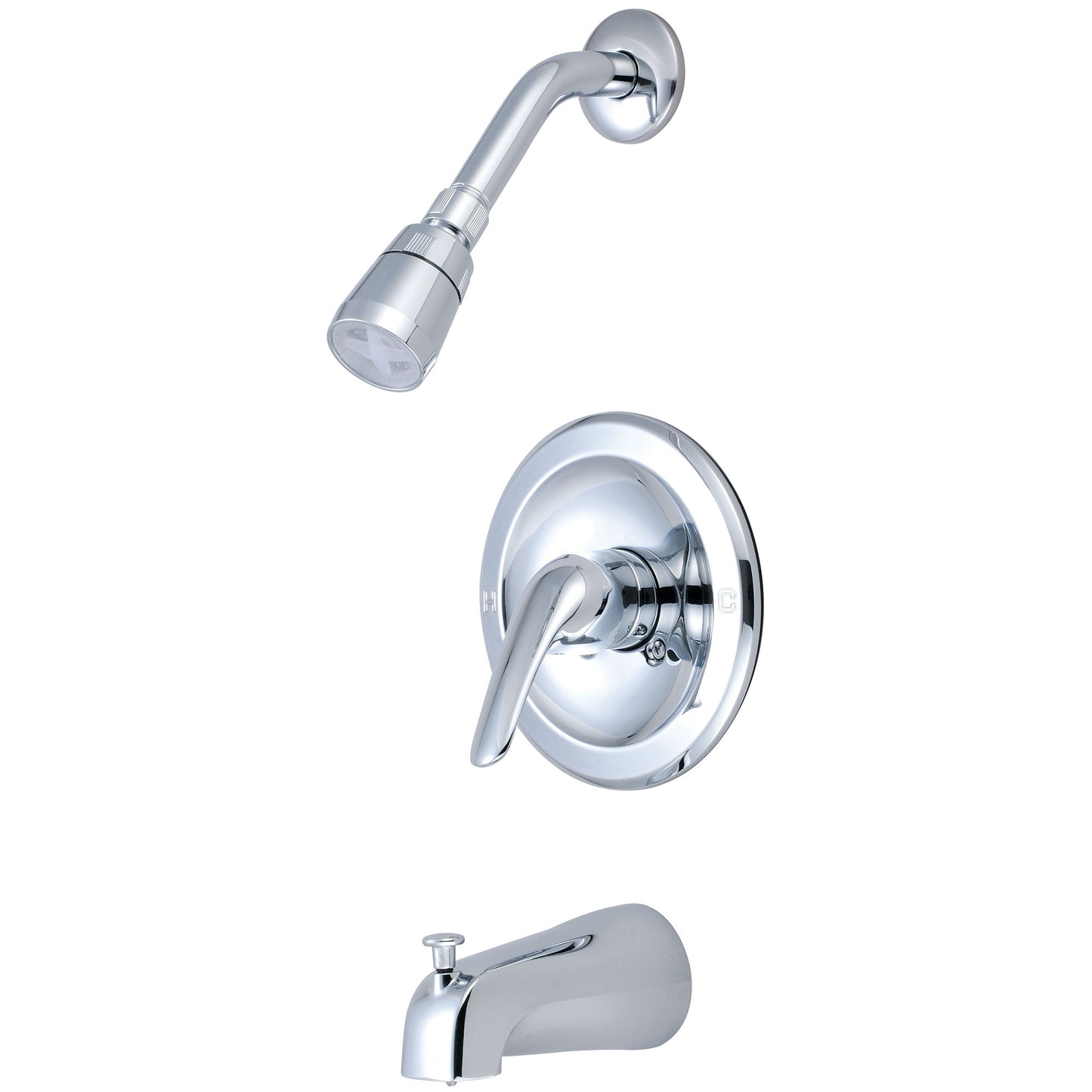Olympia P-2000 TUB & SHWR SET-SINGLE METAL LVR HDL 1/2" IPS DVR TUB SPT SINGLE FUNC SHWR-CP