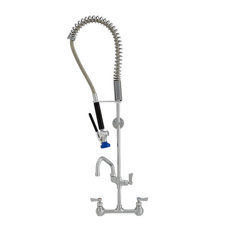 Fisher 53449 Stainless Steel Pre-rinse Unit, Spring Style, 8" Adjustable Wall Control Valve, Lever Handles, 6" Swing Spout