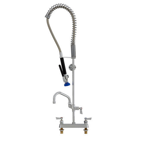 Fisher 68225 Stainless Steel Pre-rinse Unit, Spring Style, 8" Deck Control Valve, Lever Handles, 6" Swing Spout