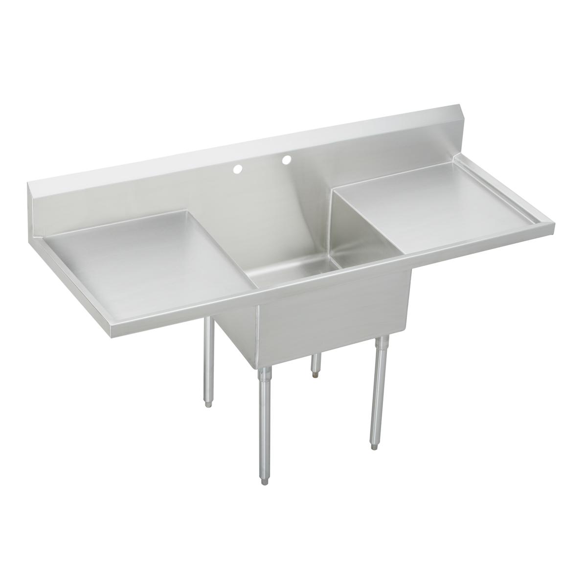 Just Manufacturing SB130-24RL-2-J Stainless Steel 78" x 27-1/2" x 14" Floor Mount Single Compartment 2-Hole Scullery Sink w/L&R Drainboards
