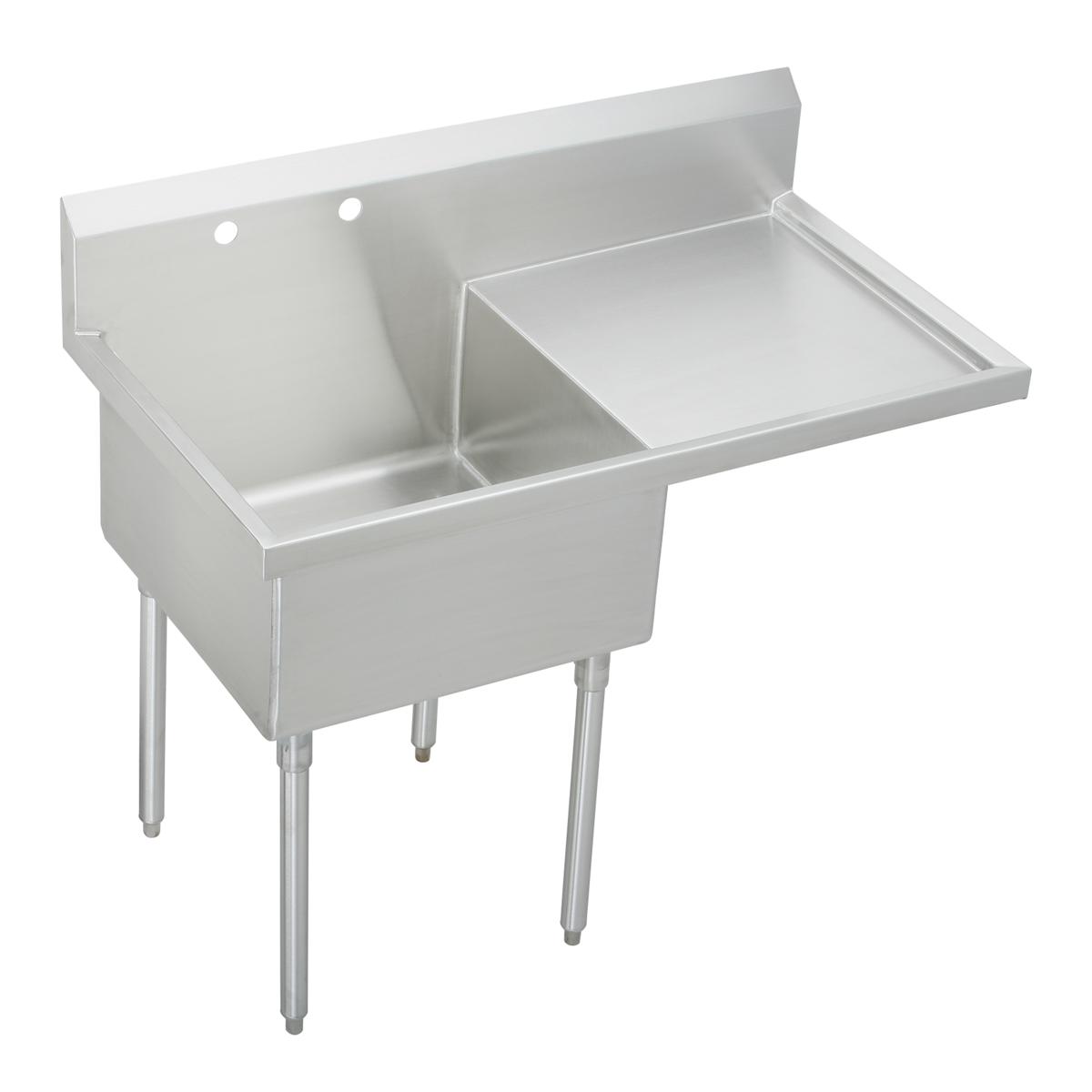 Just Manufacturing SB130-24R-2-J Stainless Steel 55-1/2" x 27-1/2" x 14" Floor Mount Single Compartment 2-Hole Scullery Sink w/Right Drainboard