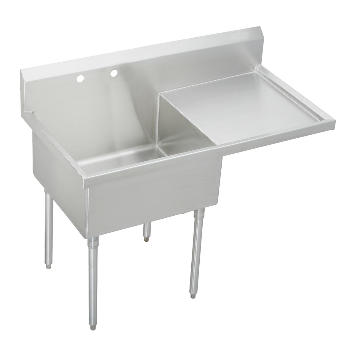 Just Manufacturing SB136-24R-2-J Stainless Steel 61-1/2" x 27-1/2" x 14" Floor Mount Single Compartment 2-Hole Scullery Sink w/Right Drainboard