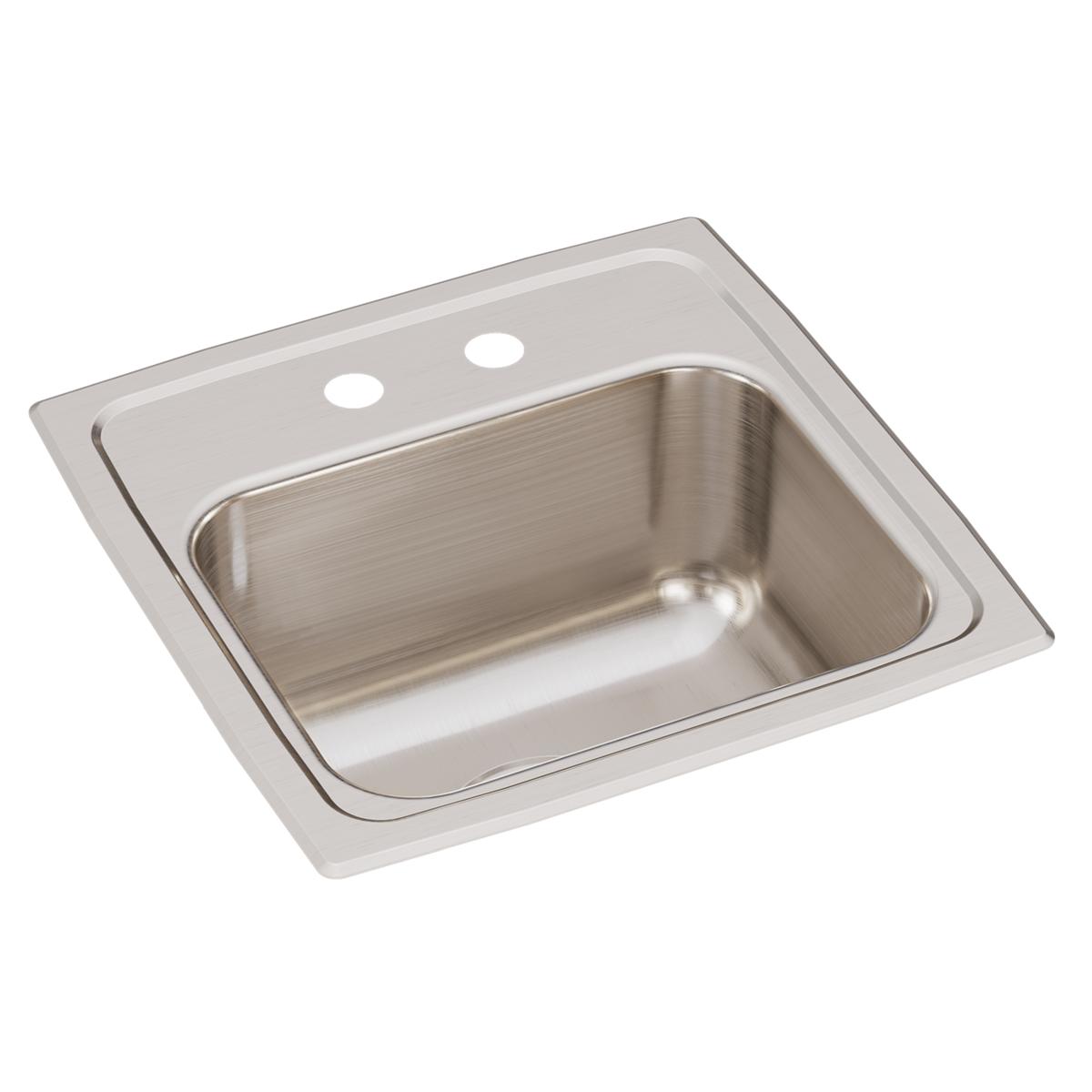 Just Manufacturing SL1515A2-J Stainless Steel 15" x 15" x 7-1/8" 2-Hole Single Bowl Drop-in Prep Sink with 3-1/2" Drain