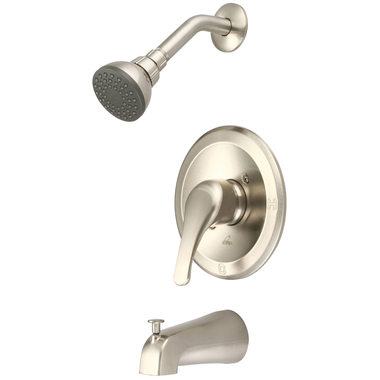 Olympia T-2300-BN TUB & SHWR TRIM SET-METAL LVR HDL COMBO DVR TUB SPT SINGLE FUNC SHWR-PVD BN